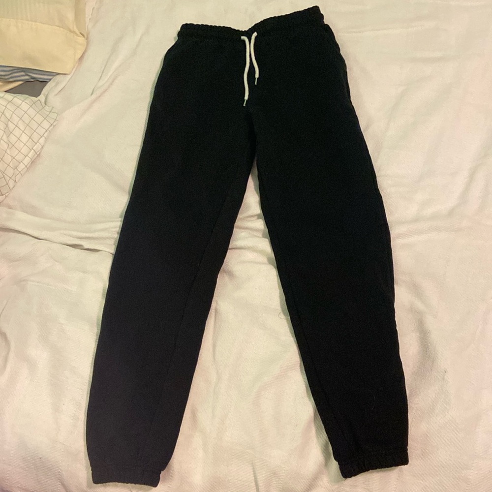 XS FOREVER 21 WOMENS BLACK SWEATPANTS WHITE DRAWSTRING